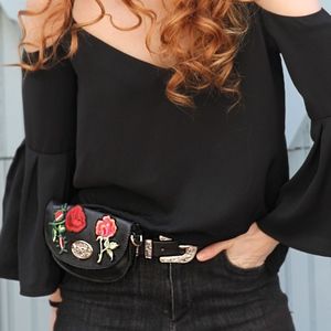 Floral Embroidered Belt Bag